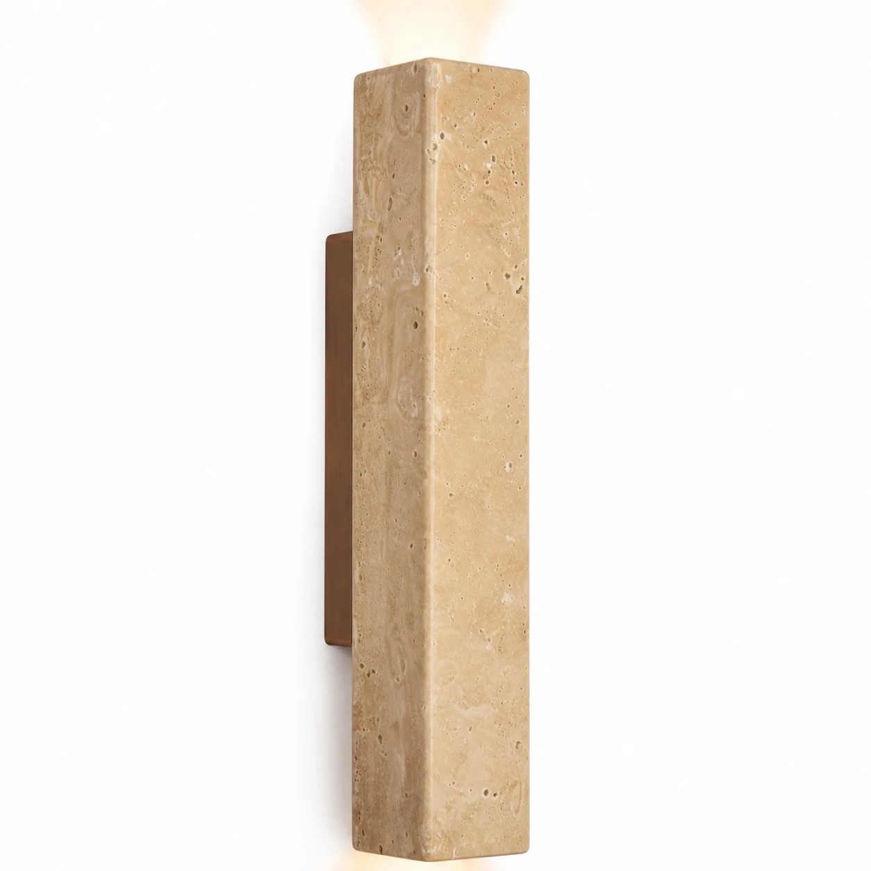 Faceted stone column close-up
